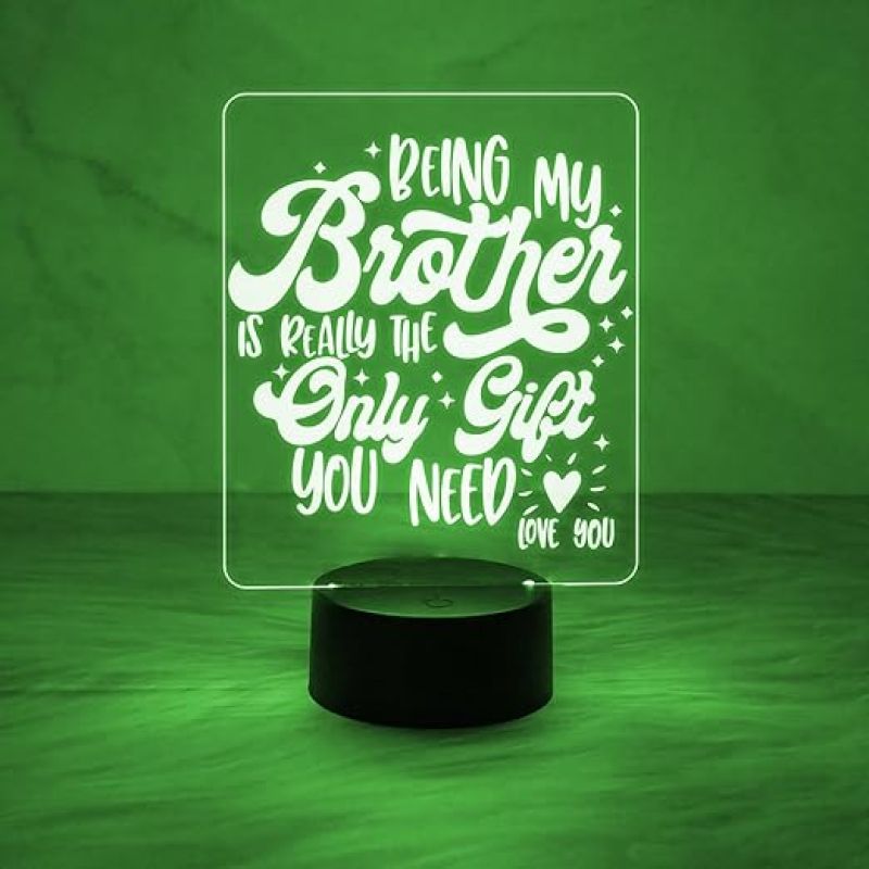 Gift for Brother Engraved Night Lamp with Automatic Color Changing Light & On/Off Touch Button | Best Birthday Gift for Bhai | Rakhi Gift for Bhai